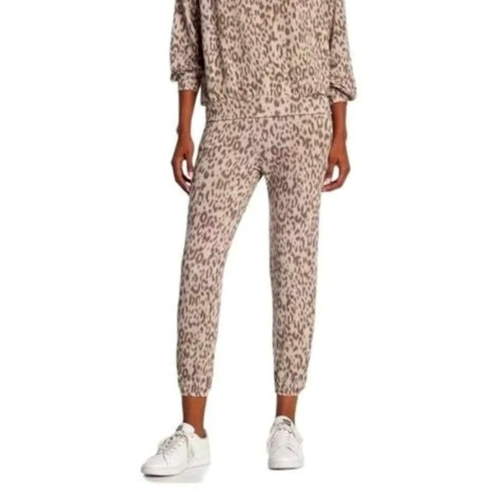 NWT LUSH Drawstring Jogger Pants - (Taupe Animal, Small)